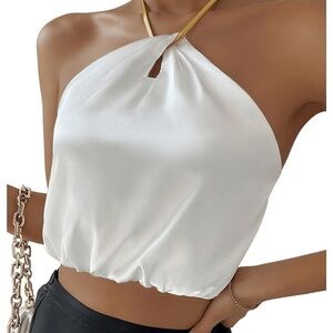 Nasty Gal White Halter Crop Top